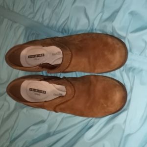 Clark's collection soft cushion brown leather booties sz 8 womens